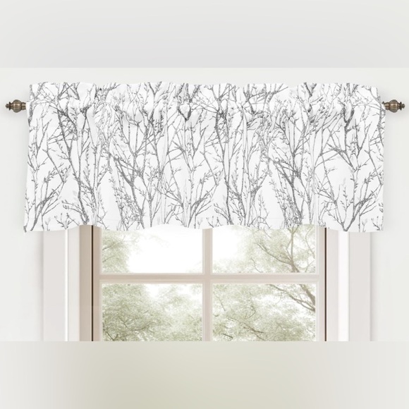 4 window curtain valances - silver & white tree branch design - Picture 6 of 12
